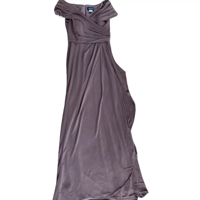 La Femme Off The Shoulder Column Gown Side Slit Purple Size 6 NWOT