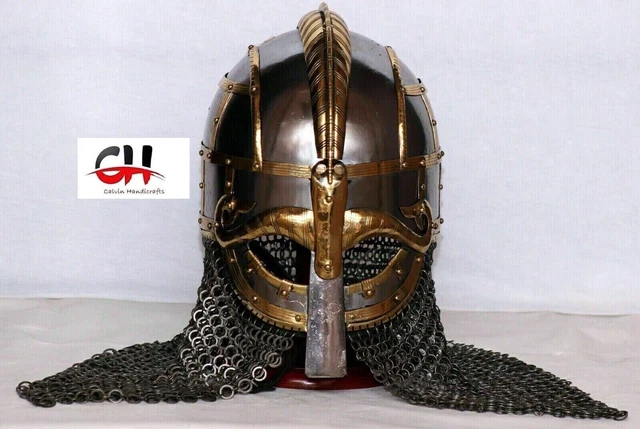 Medieval Viking Helmet Steel Vendel Helmet With Chainmail Hand Forged SCA/ Larp.