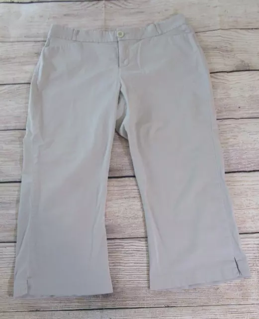 Lee Slender Secret Lower On The Waist Womens Beige Tan Capri Cropped Pants 16M