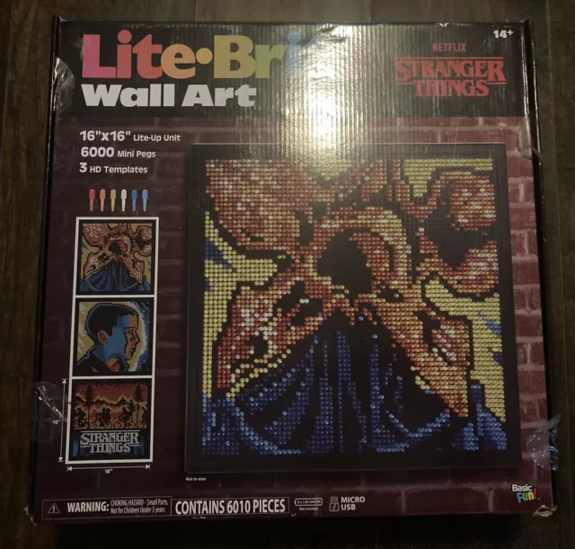 Stranger Things Lite-Brite Deluxe Wall Art - 16 x 16, 6k Mini Pegs, New