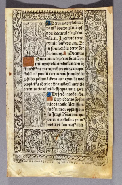 Vostre Leaf Book of Hours 1507 Stundenbuchblatt Pergament Hardouin Parchment