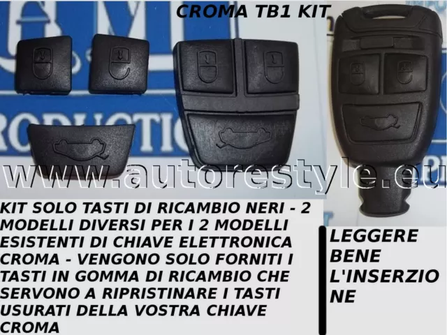 Kit Tasti Plastica Neri Per 2 Modelli Chiave Telecomando Fiat Croma Leggere Bene