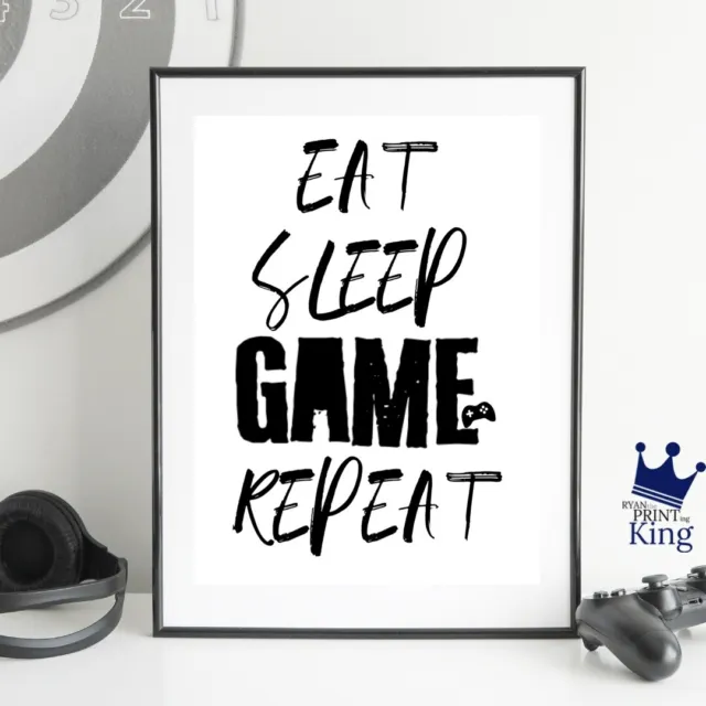 GAME EAT SLEEP REPEAT gamer art design A4 print Xbox PC ps4 Ps5 Gaming