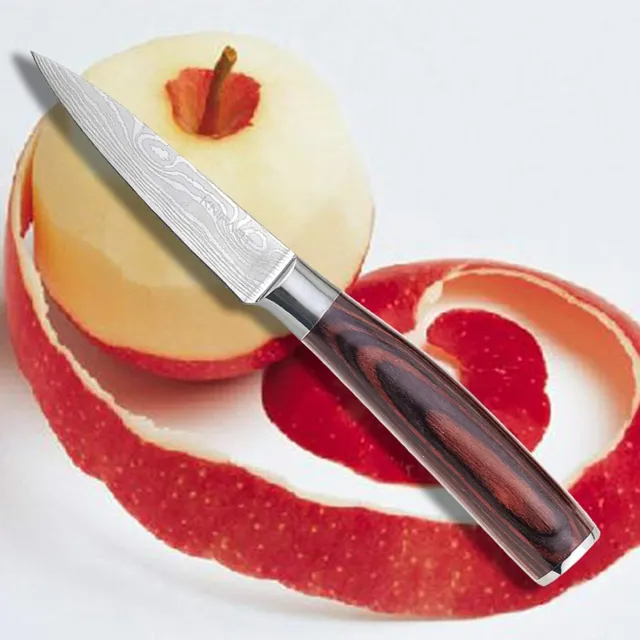 3,5 Zoll Küchenschälmesser Edelstahl Damaskus Muster Gemüsemesser Obstmesser