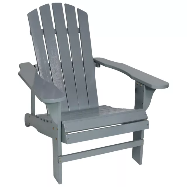 Coastal Bliss Fir Wood Adirondack Chair - Gray by Sunnydaze