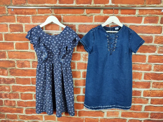 Girls Bundle Age 10-11 Years Matalan Next Short Sleeve Dress Floral Denim 146Cm