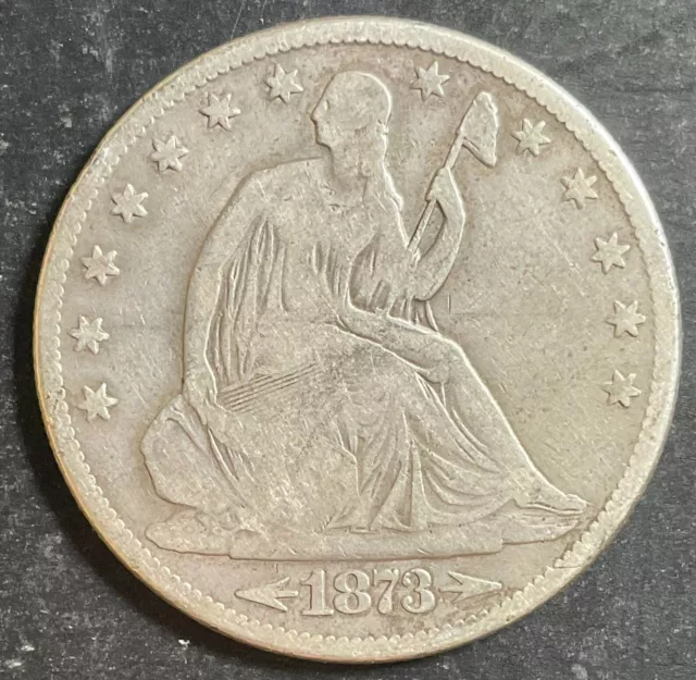 1873-P Seated Liberty Half Dollar 50c Arrows Tough Date Estate Coin silver q119