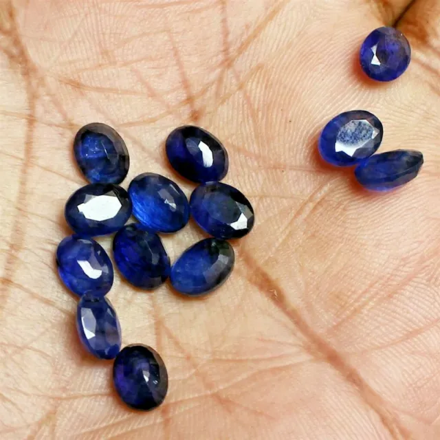 Wholesale Lot 7x5mm Oval Facet Natural Blue Sapphire Loose Calibrated Gemstone