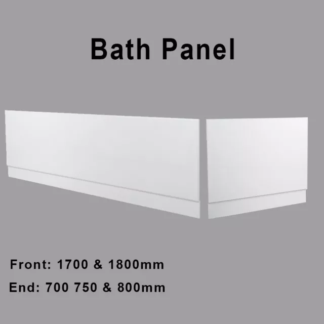 Gloss White Modern Bathroom MDF Wooden Bath Adjustable Front Side End Panel