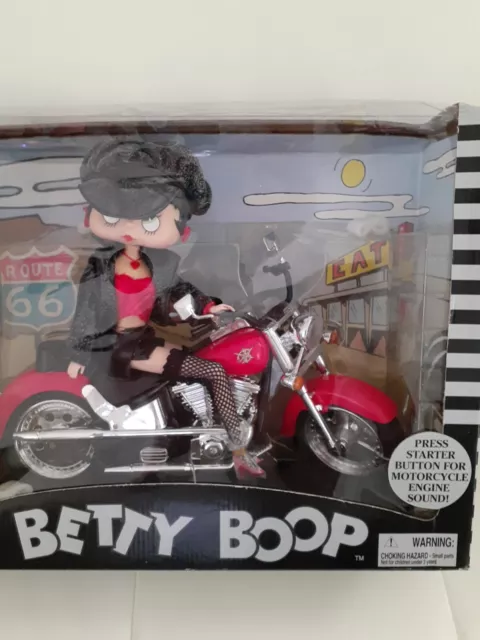Vintage 1999 Biker Talking Betty Boop Doll on a Motorcycle Engine Noise Rare NIB