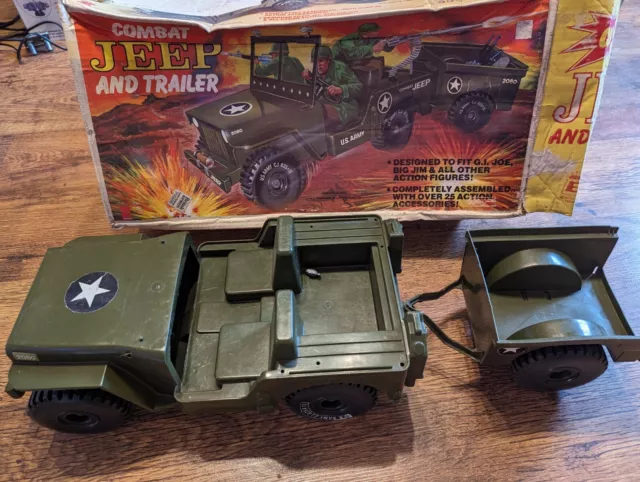 Vintage Combat Jeep and Trailer Military Boxed 1970's GI Joe Big Jim