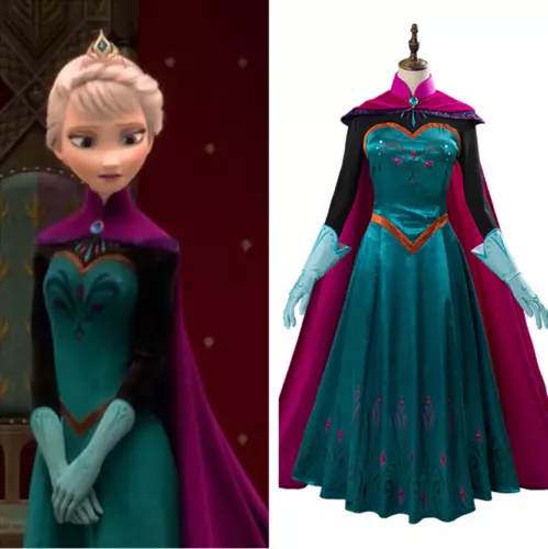 Frozen 2 Elsa Queen Costume Cosplay Costume Dress Cape Halloween Outfit Gift