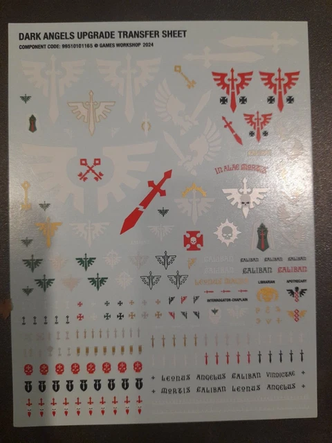 Transferencias Dark Angels Hoja De Transferencias (calcomanías) Para Warhammer 40k - Dark Angels, Nueva Y Oficial De Games Workshop Transferencias Inglés - Foto 9