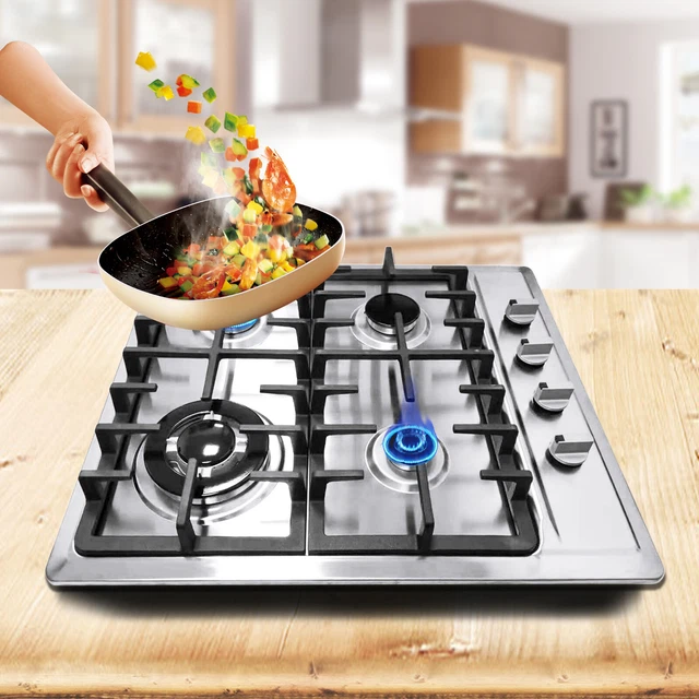 KITCHEN 4BURNER BUILTIN Gas Hob Stove Stainless Steel LPG/NG Cooktop