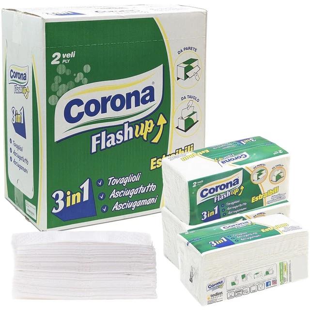 Tovaglioli Corona 3-in-1 Estraibili Fazzoletti Monouso 16pz Dispenser Parete