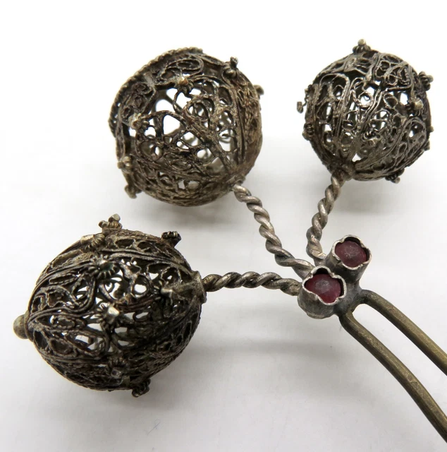 Schöne 800 Silber Haarnadel Mit Granat (L)0525 Schöne 800 Silber Haarnadel Mit Granat (L)0525
