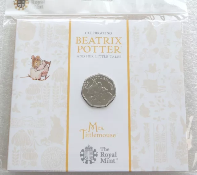 2018 Royal Mint Beatrix Potter Mrs Tittlemouse 50p Fifty Pence Coin Pack Unc