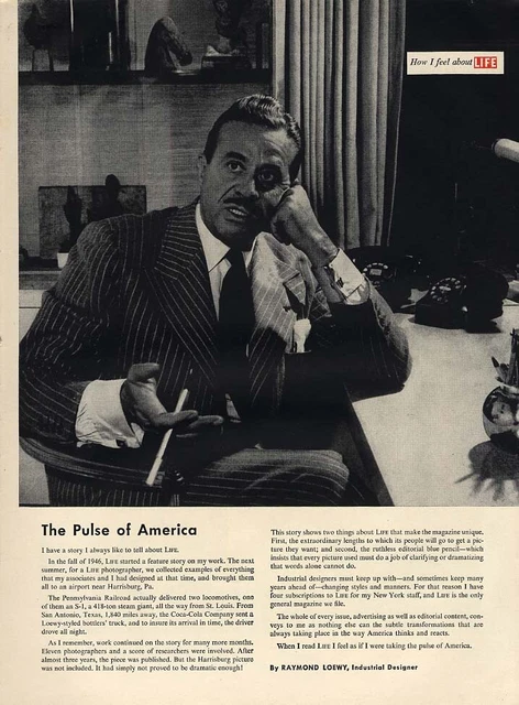 The Pulse of America by Raymond Loewy for LIFE Magazine ad 1954 L