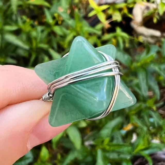 Natural Aventurine Merkaba Crystal Pendant Necklace Gemstone Reiki Gift Shop UK