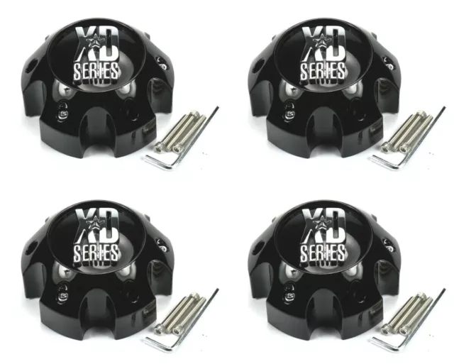 4x KMC XD Series 6 Lug Gloss Black Wheel Center Caps NEW 6 Lug XD808 XD812 XD813