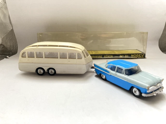 Miniature NOREV N°91 - Simca Chambord & Caravane Henon, Bleu, échelle 1/43, En Boîte