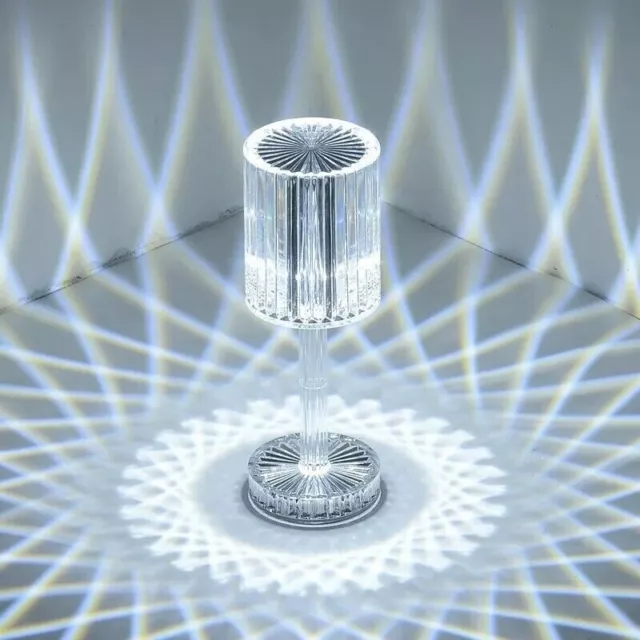 Lampada Tavolo Led Ricaricabile 3 Tonalita' Di Luce Effetto Cristallo
