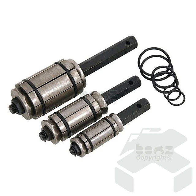 "Set 3 pezzi tubo coda / scarico / marmitta espansore con custodia 1-1/8"" - 3-1/2"