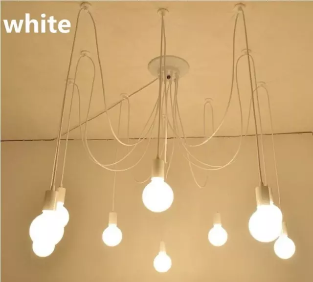 DIY Vintage Industrial Loft Spider Chandelier Pendant Ceiling Light Lamp White