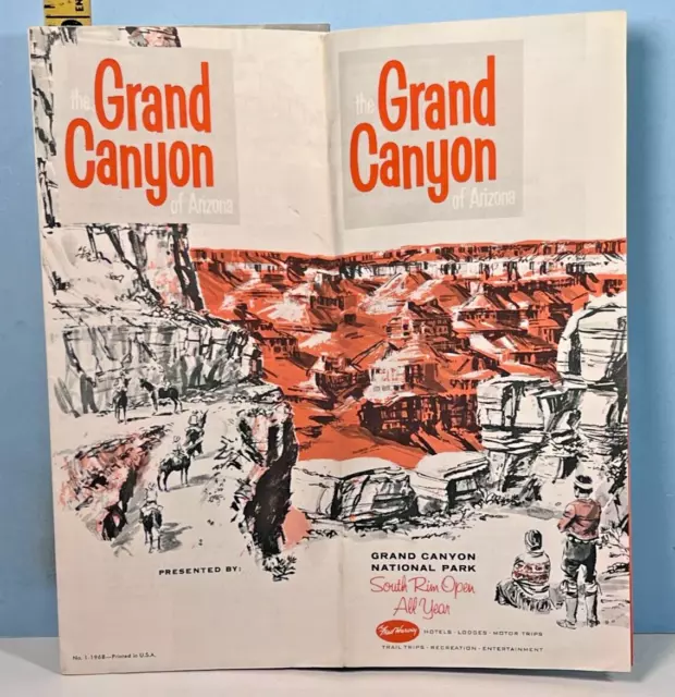 1968 Grand Canyon Arizona National Park Fred Harvey Hotels Brochure