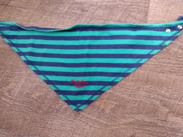 Dreiecktuch Halstuch blau/grün gestreift 42 x 17cm mit Druckknopf