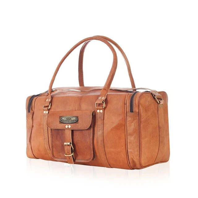 Grand Sac Fourre-tout En Cuir Véritable Vintage - Taille 25" - Marron - Pour Homme