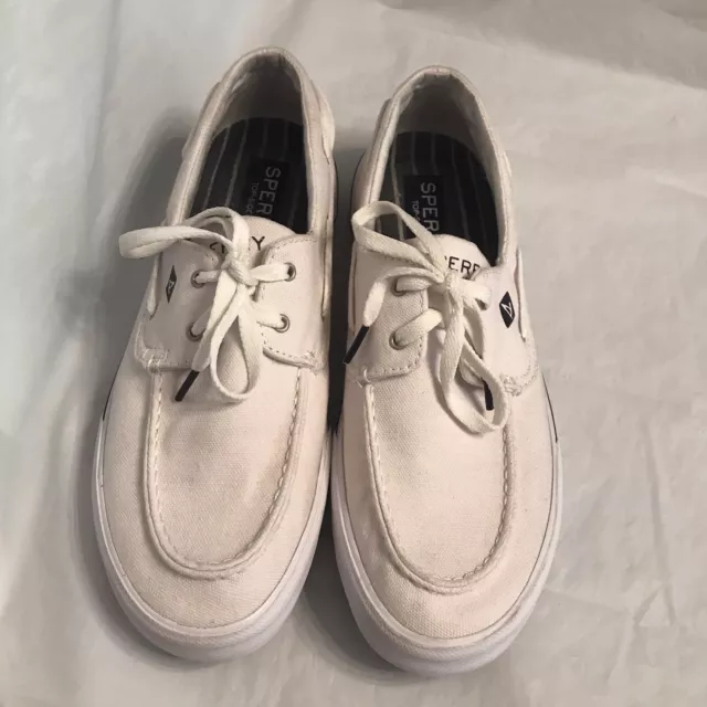 SPERRY TOP SIDER White Casual Boat Shoes Canvas Men's Size 10.5 $16.77 ...