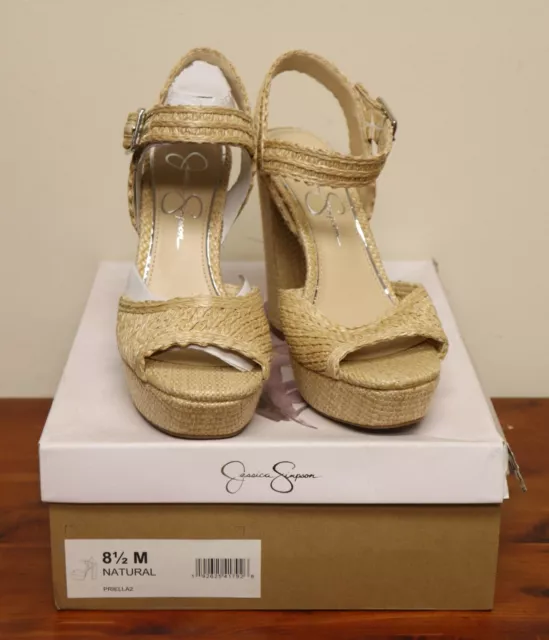 NEW Jessica Simpson Priella Natural Woven Jute Espadrille Platform Heels Sz 8.5