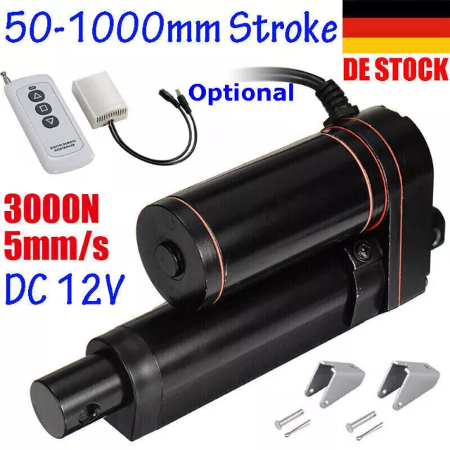 3000N DC 12V Linear Actuator Linearantrieb Elektrischer Linearmotor 50mm~1000mm