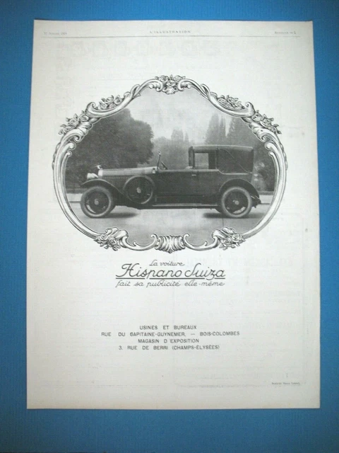 Publicite De Presse Hispano Suiza Automobile Fait Sa Publicite Elle-Meme Ad 1924
