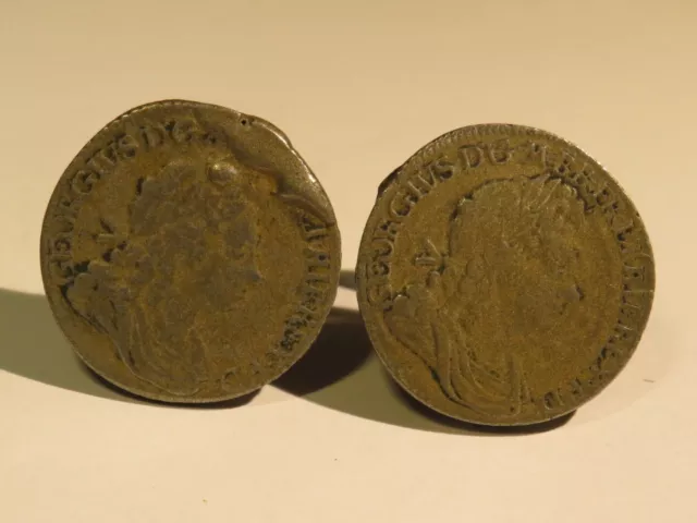 Pair Of Gents Cufflinks With Mounted King George I Coins Shillings