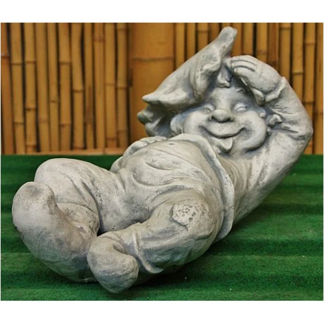 STEINFIGUR WICHTEL LIEGEND aus STEINGUSS TROLL GNOM FIGUR TROLLE GARTEN