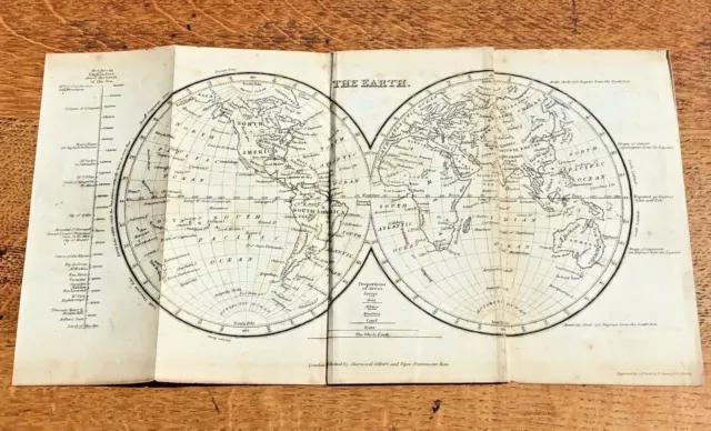 1837 small map of the earth ! published by sherwood gilbert & piper