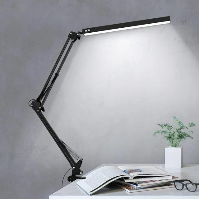 LED Desk Lamp, Metal Swing Arm Desk Lamp with Clamp, Eye-Care Architect Desk Lig