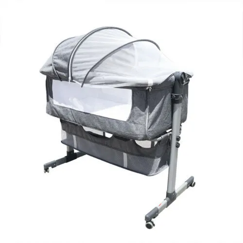  Pamo Babe Centro de guardería portátil para bebés, cuna plegable  con cambiador y ruedas (gris) : Bebés