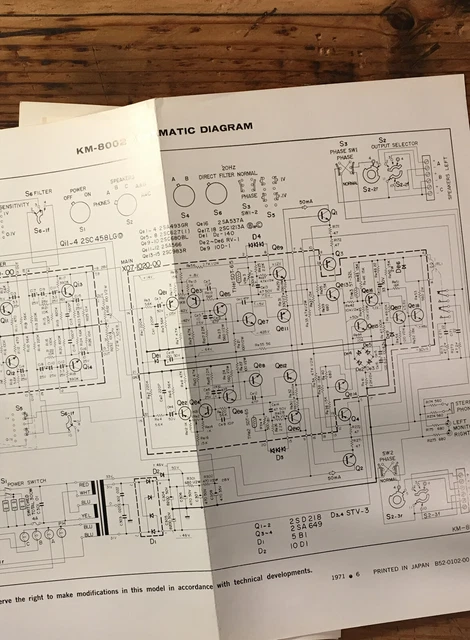 KENWOOD KM-8002 AMPLIFIER Large Fold Out Schematic Sheet *Original* £20