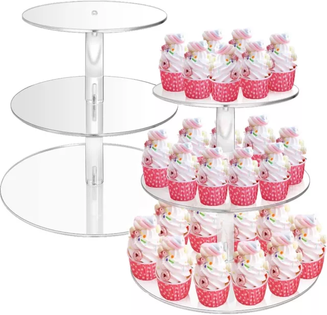 3/4/5 Tier Clear Acrylic Cupcake Stand Display Wedding Party Cup Cake Holder 1X