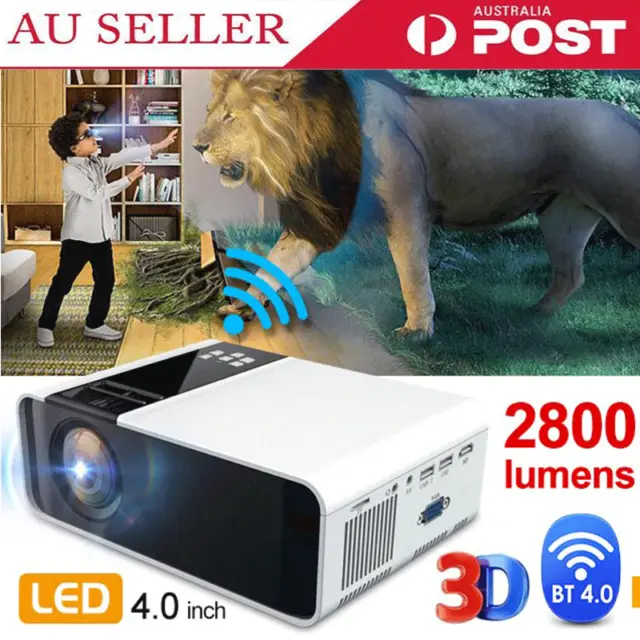 Portable 1080P Bluetooth HD LED Multimedia Projector Home Cinema Theater HDMI AU