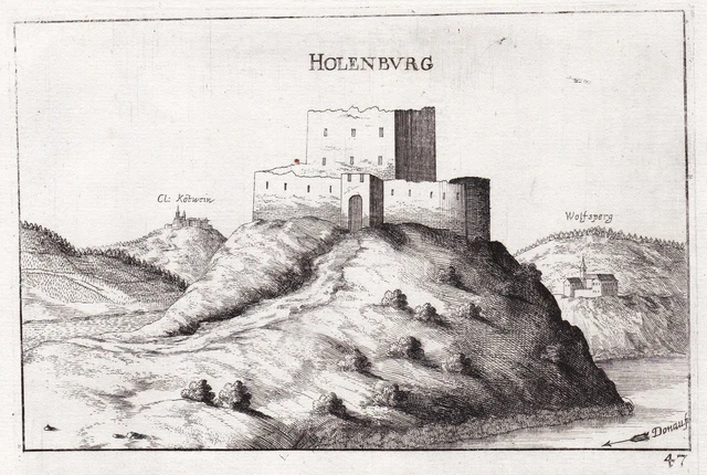 Bertholdstein Hollenburg Krems Donau Incisione Stampa Antica Vischer 1672