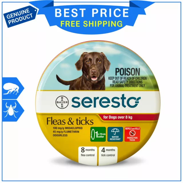 SERESTO Flea and Tick Collar for Dogs Over 8 Kg 1 Piece RED Pack FREE Shipping