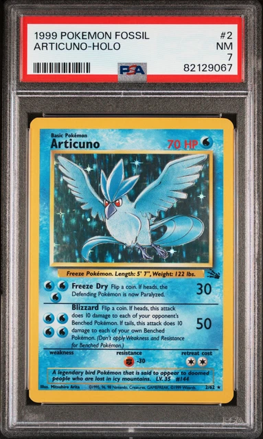 PSA 7 Articuno 1999 Fossil #2/62 HOLO Graded Pokemon Card