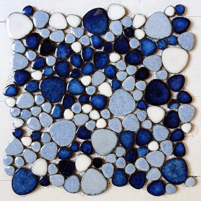 Mix Blue Pebble Porcelain Mosaic For Wall And Floor Tile