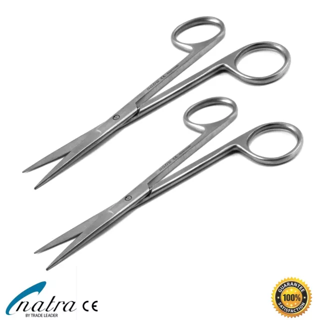 2 Of Straight Micro Serrated Point Surgical Iris Shears 12 CM NATRA