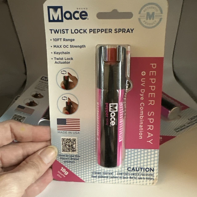 LOT OF 4-Mace Twist Lock Pepper Spray Max Strength UV Dye Combo  4X18 Grams
