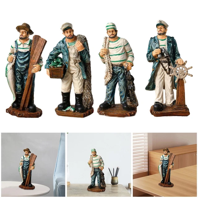 Figurine Vieux Marin Le Capitaine avec jumelles en Résine Style